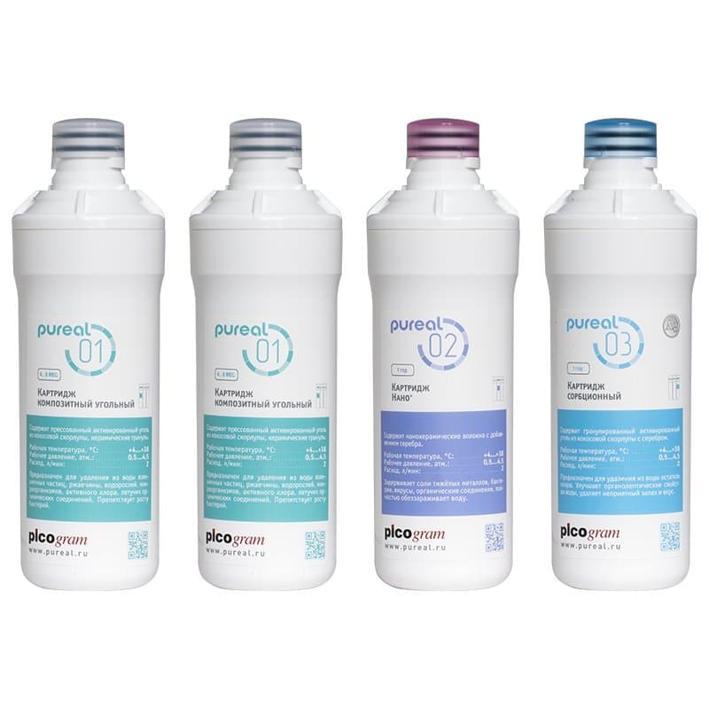 Корейский фильтр для воды Годовой комплект для PPU-0830 - Годовой комплект картриджей для фильтра Pureal PPU-0830. Комплект включает в себя 4 картриджа: композитный угольный картридж Pureal 01 – 2 шт., мембранный картридж Nano+ Pureal 02 - 1 шт., угольный постфильтр Pureal 03 – 1 шт. Данный комплект также подходит для следующих моделей фильтров Picogram: PPA-100, PPA-300, PPA-400, PPA-1010, PPH-100, PPA-2010 и PPA-2110, PPA-2111. Рекомендуемый интервал замены картриджей: Pureal 01 – 6 месяцев, Pureal 02 – 12 месяцев, Pureal 03 – 12 месяцев.