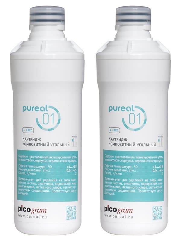 Корейский фильтр для воды Комплект картриджей для PPU-0830: 01  - Комплект картриджей для фильтра Pureal PPU-0830. Комплект включает в себя 2 картриджа: композитный угольный картридж Pureal 01 – 2 шт. Данный комплект также подходит для следующих моделей фильтров Picogram: PPA-100, PPA-300, PPA-400, PPA-1010, PPH-100, PPA-2010 и PPA-2110, PPA-2111. Рекомендуемый интервал замены картриджей: Pureal 01 – 6 месяцев.